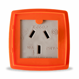 Soportes Kalop KL48251 y KL48252 para tomacorrientes 10A en caja capsulada con toma a tierra.