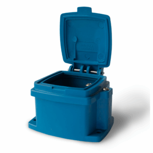 Cajas capsuladas Kalop vacías 16A y 32A para exterior y embutir, utilizadas para protección eléctrica.