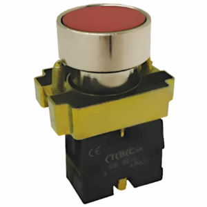 Pulsador rasante metálico rojo TBCin SB-BA42 1NC 22mm