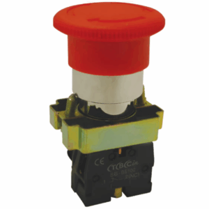 Pulsador de seta rojo metálico TBCin SB-BS542 con retención por giro