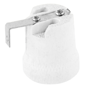 Portalámpara cerámico E27 con escuadra para apliques y plafones 220V